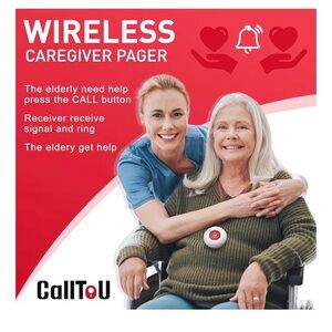 Wireless Caregiver Pager Call Button - White and Red